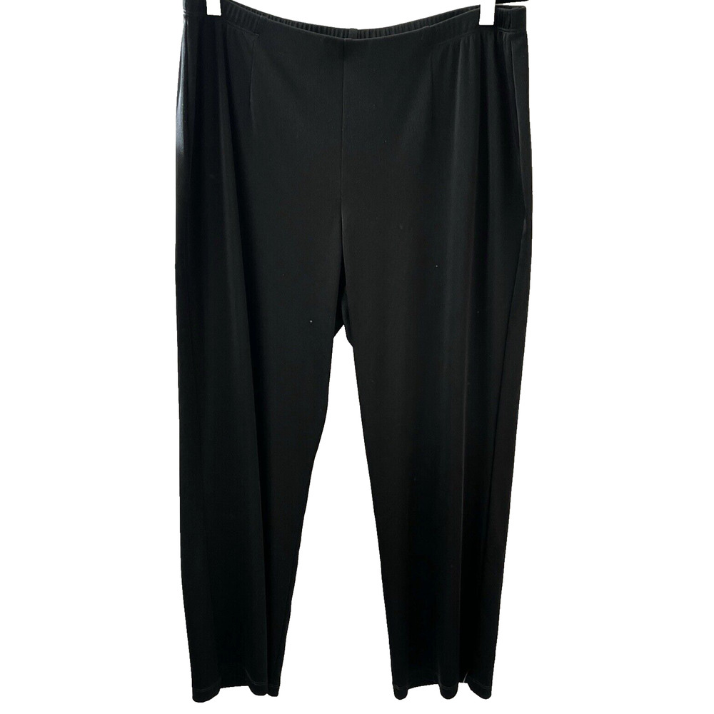 Chicos Easywear Pull On Pants Size 3 XL 16 Black Slinky Stretch Travel Comfort